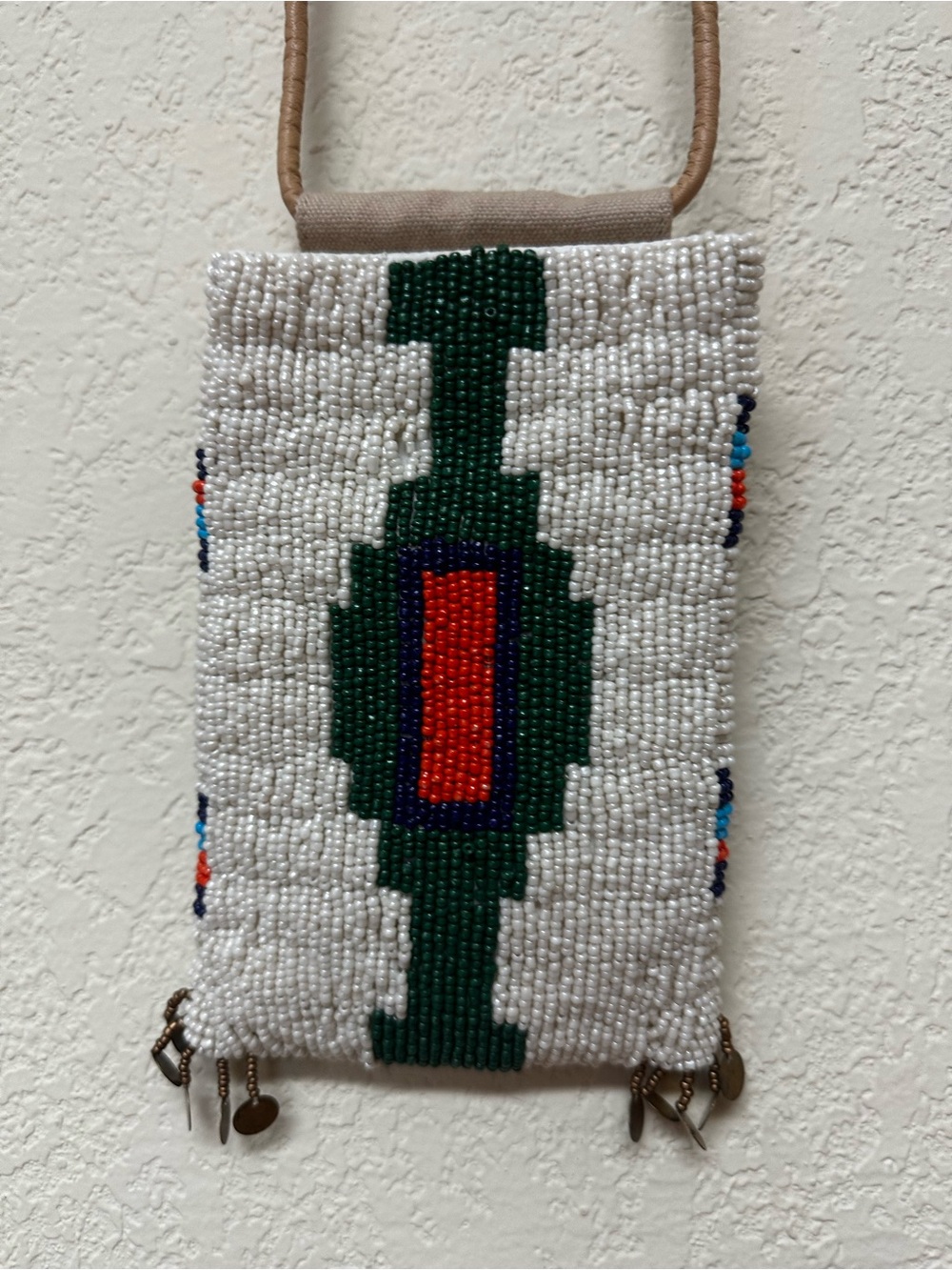 Free People White Beaded Mini Crossbody with Green and Red Motif - Picture 3 of 3